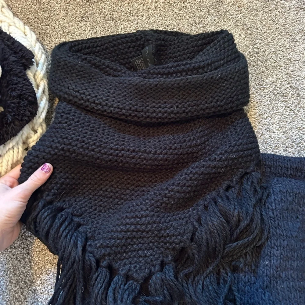 Black white brown tan, neutral colors, scarf, bundle of five
